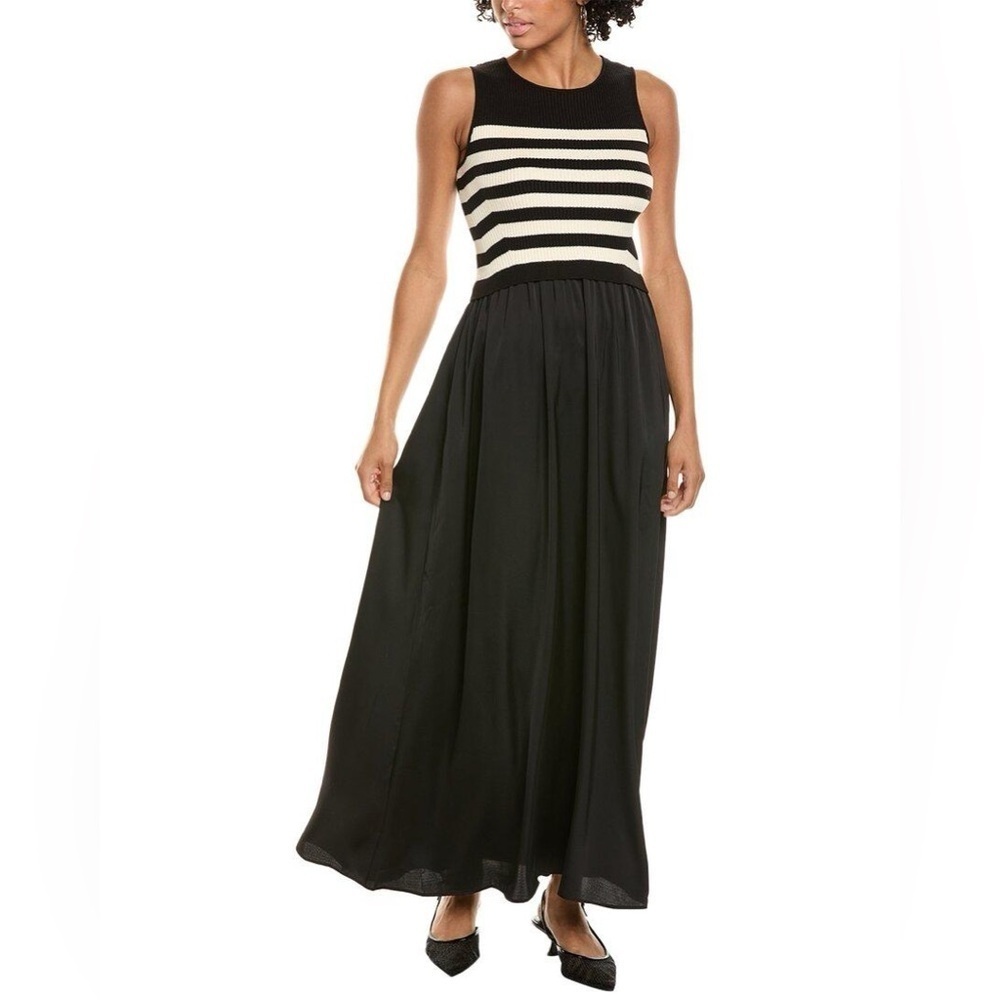 TAYLOR Women's Black Ribbed Knit Satin Skirt Sweaterdress size 3X new